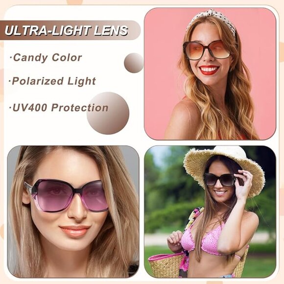 4 Pcs Women Large Sunglasses, UV 400 Glasses Oversized Polarized Sunglasses main image 2